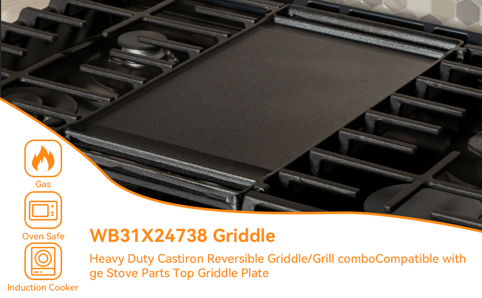 WB31X24738 Griddle Replacement for GE Stove Parts Griddle