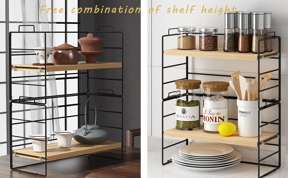 Desktop Shelf Organizer, Small Wood Countertop Bookshelf