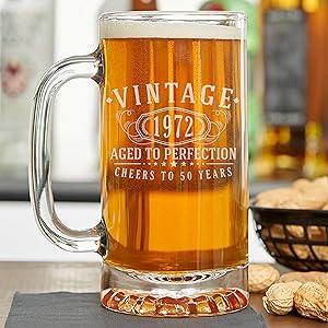 Vintage beer mug custom engraved glass tankard