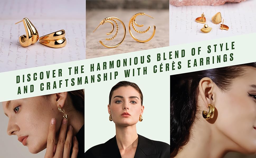 18K gold plated earrings, hypoallergenic, women’s fashion jewelry, stud earrings, gift for her