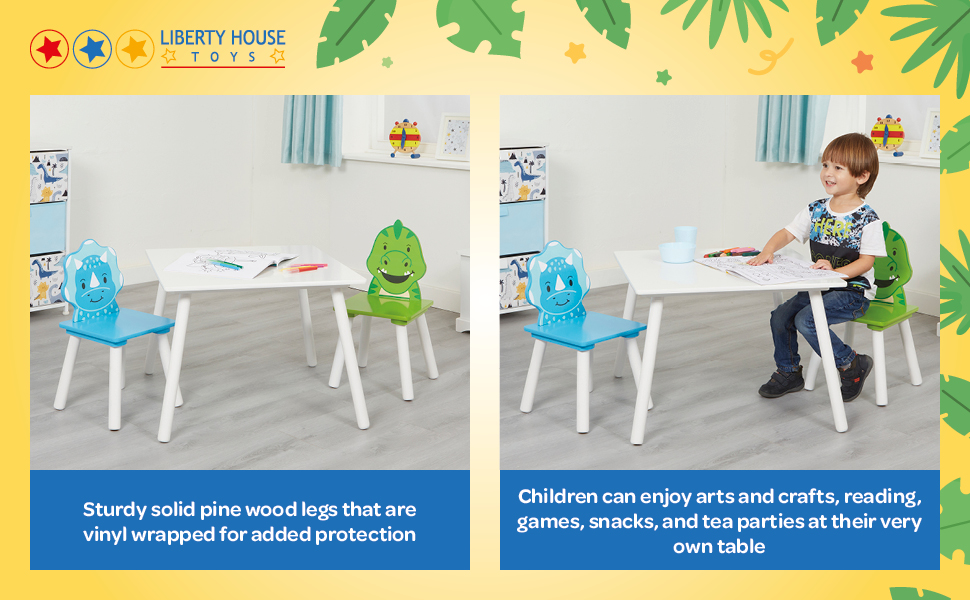 Liberty House Toys Kid's Table and Chairs Set, Engineered Wood, Blue