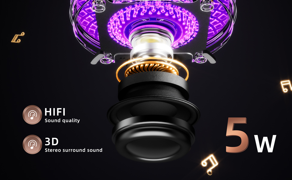 Bluetooth Speaker with HD Sound and Lights, Portable Wireless, Long-lasting battery life