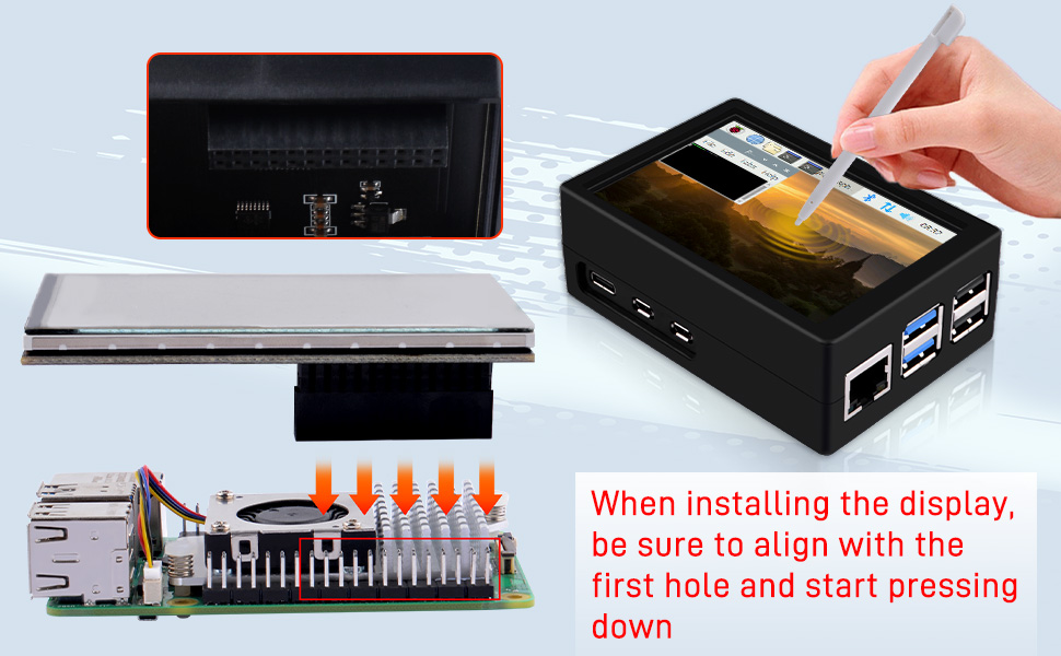 GeeekPi 3.5 inch HDMI Touch Screen with Case for Raspberry Pi 5, with ...