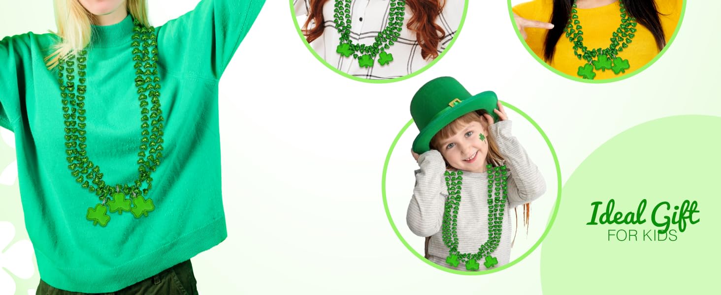st patrick day green necklace bead bulk kid adult accessories outfit parade throw saint patty