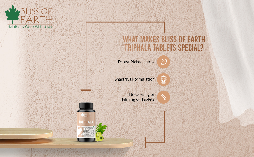 Bliss of Earth High Potency Triphala Extract Tablets 500mg With Quick