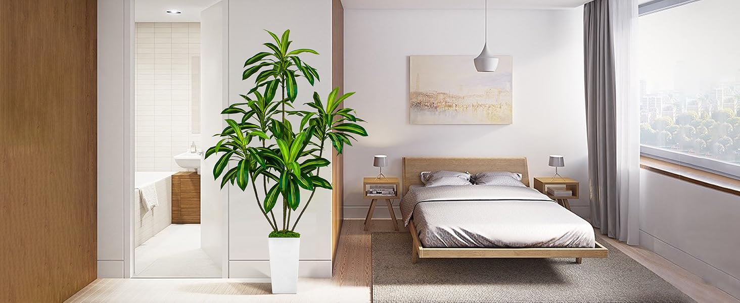 aetificial dracaena tree with tall planter