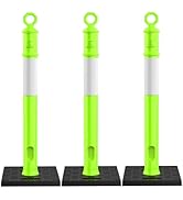 RoadHero 45 Inch Delineator Post with Base, Portable Lime Green Traffic Delineator Posts Cones wi...