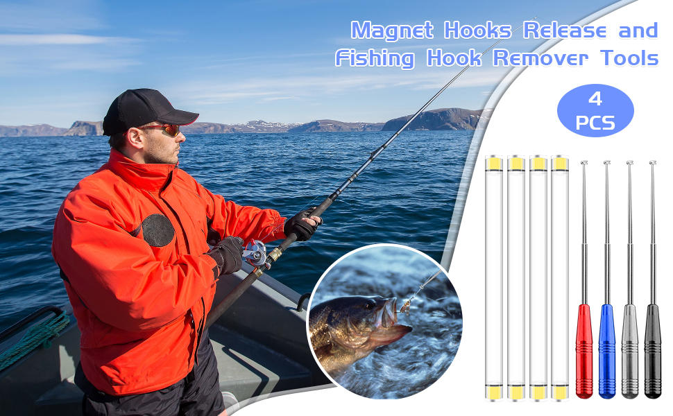 TICKTOI 4 Pieces Fish Hook Remover Tool Quick Fishing Hook