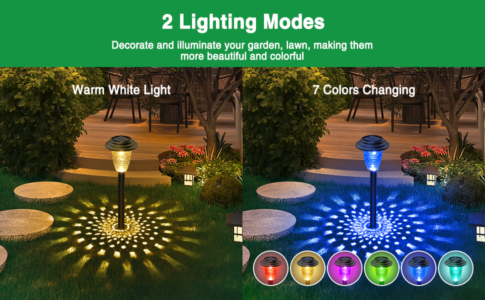 KOOPER 10 Pack Solar Pathway Lights Outdoor, Color Changing+Warm White