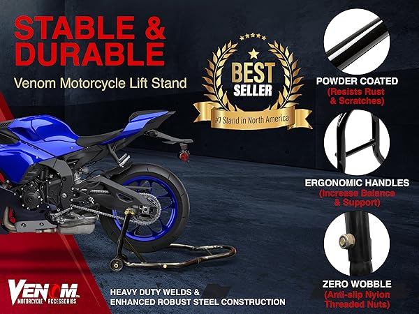 『HAMI VEN BLACK×SILVER』 Venom Motorcycle Rear Wheel Swingarm Paddle Lift Stand for