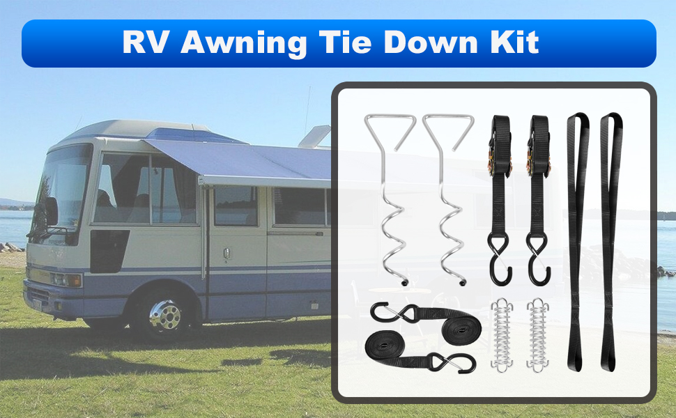 AUTOBABA RV Heavy Duty Awning Tie Down Kit Ratchet Tie Down