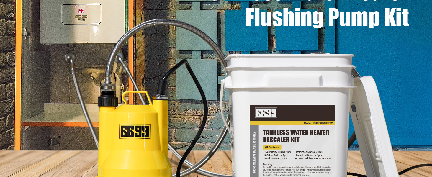 6699 Tankless Water Heater Flushing Kit Just add Vinegar Descaler Easy to Clean Water Heaters
