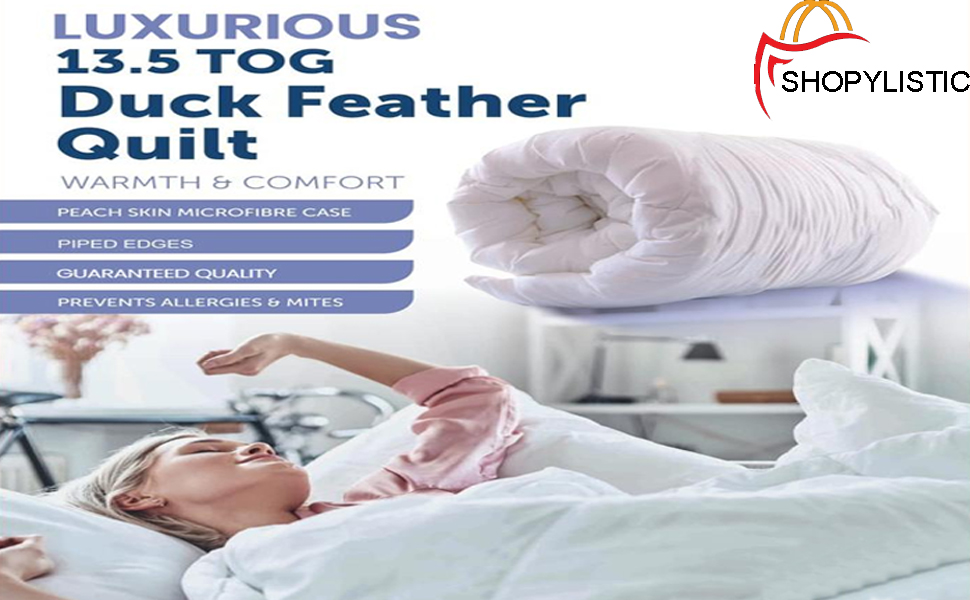 Shopylistic Luxury White Duck Feather and Down Duvet, 13.5 Tog Bed