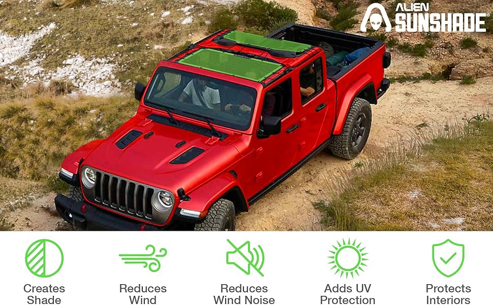 Alien Sunshade Jeep Gladiator Sun Shade (2018Current) Front & Rear Mesh Sunshade for Jeep
