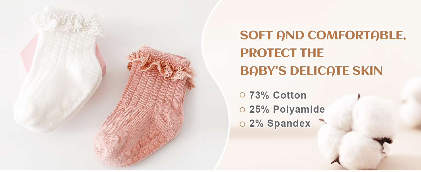 Baby Girls Toddler Girls Anti Slip Socks Cute Frilly Ruffle Socks Grip Ankle Baby Socks