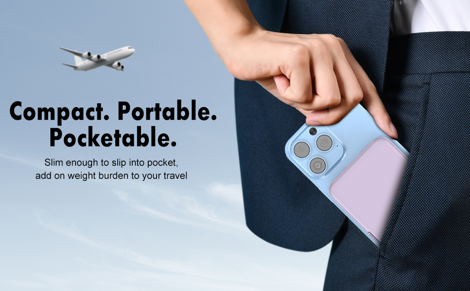 Compact,Portable,Pocketable Wireless Portable Charger Power Bank