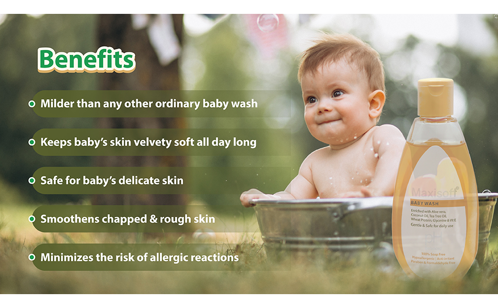 Amazon.in Buy Maxisoft Skin Nourishing Baby Wash 100 mlWith Aloe Vera, Coconut Oil pH