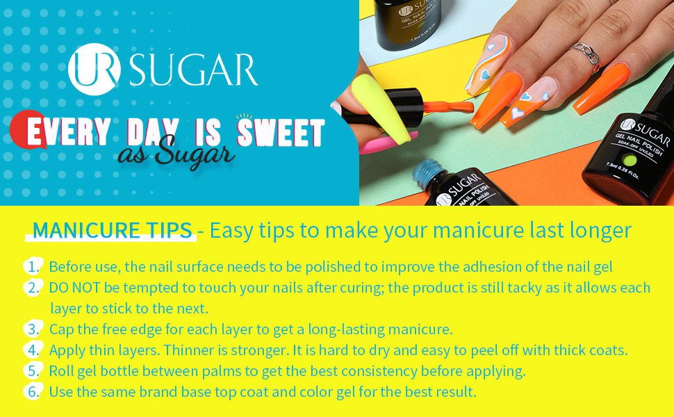 UR SUGAR Neon Luminous Gel Nail Polish Set 6 Colors 7.5ml