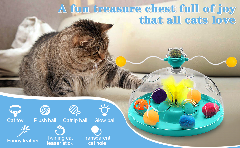 Anyuainiya 4 in 1 Cat Toy Indoor for Cats Interactive Cat Toy, Puzzle