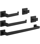BWE 5 Pieces Matte Black Bathroom Hardware Set SUS304 Stainless Steel Include 21.9