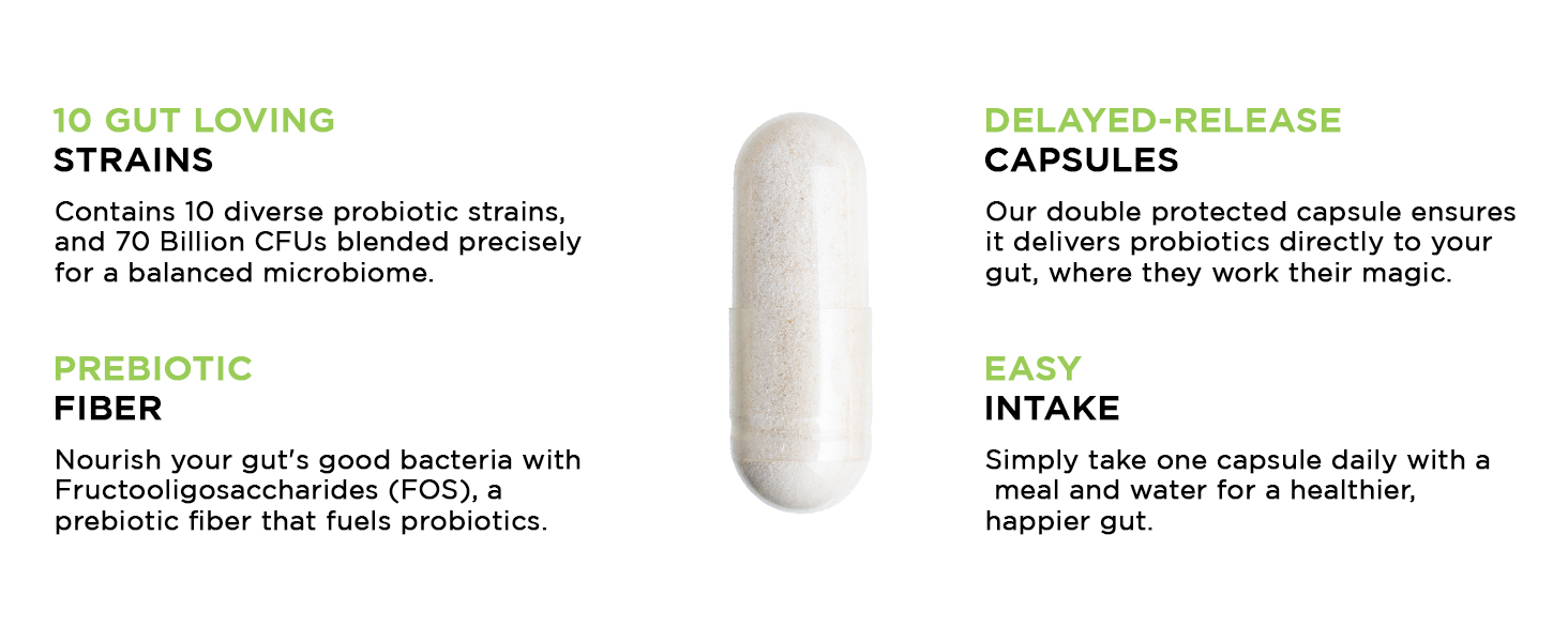 Vital Vitamins Probiotic 70 Billion CFU - Made with Prebiotic Blend