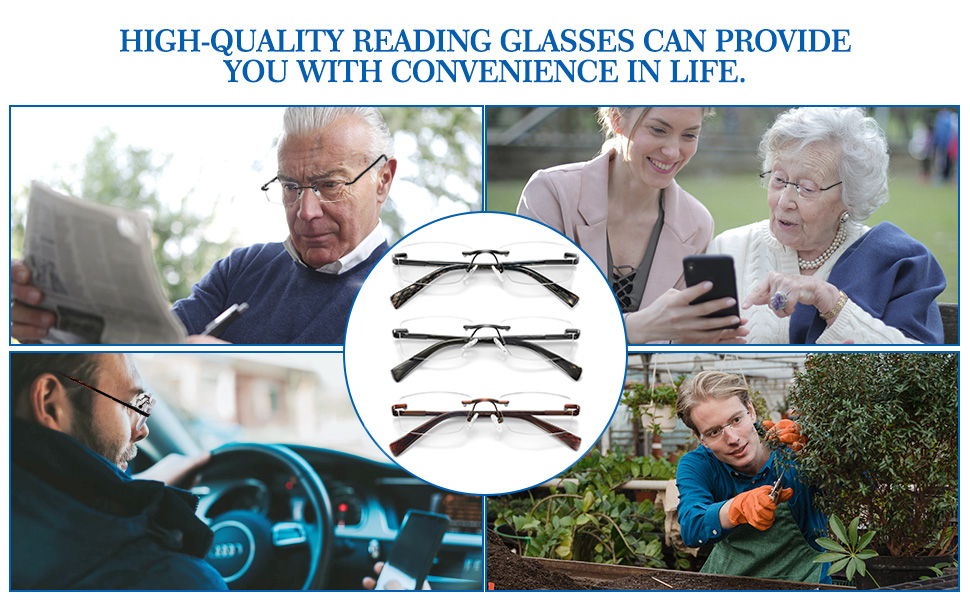 XTRYTRUI Rimless Reading Glasses