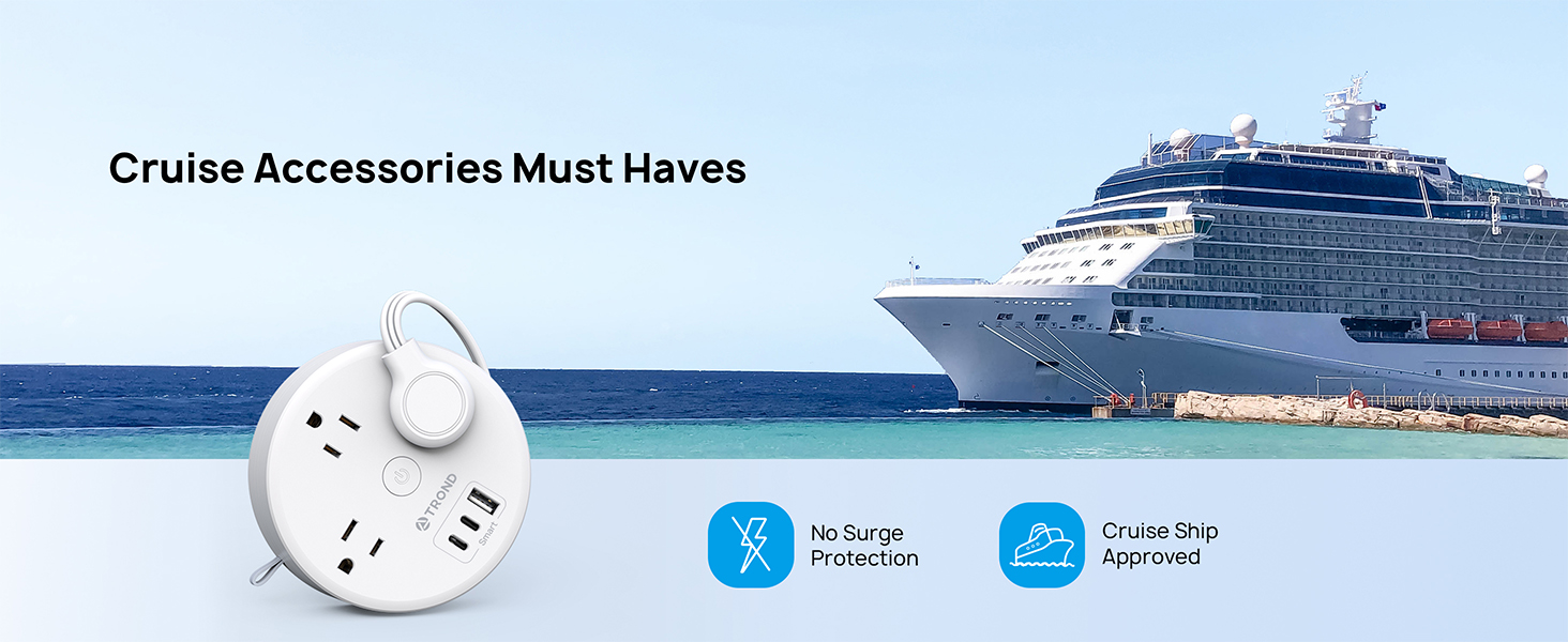 Travel Power Strip TROND Retractable Power Strip with 3 AC Outlets 3 USB Ports (2