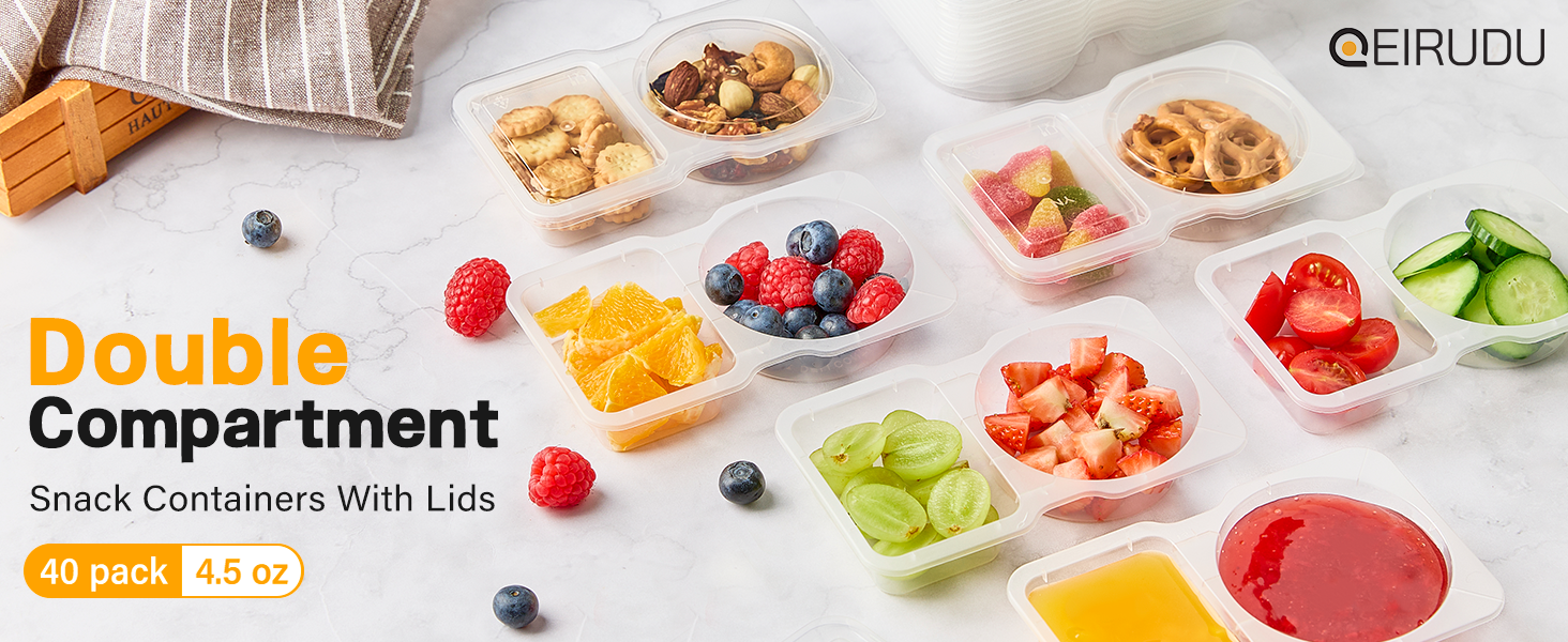 Double Compartment Condiment Container with Lids