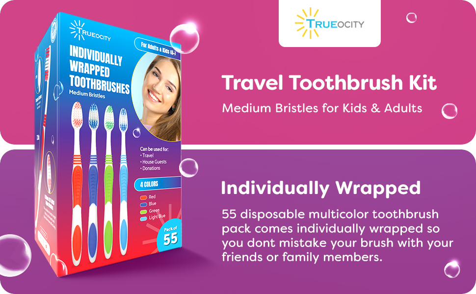 Toothbrushes Bulk Individually Wrapped 55 Pack, Bulk