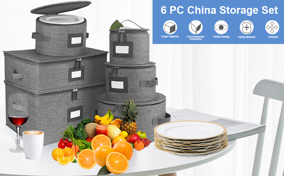 China Storage Containers Set of 6,Includes Wine Glass