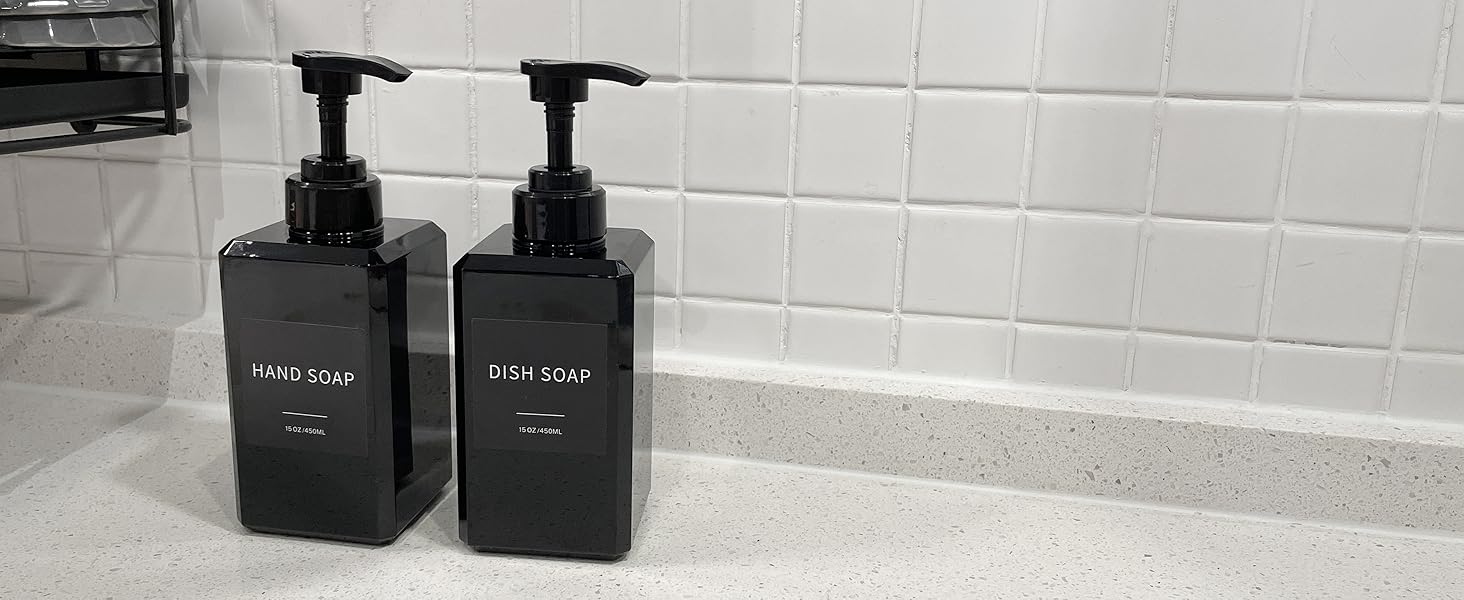 Thickened plastic soap dispenser with waterproof labels