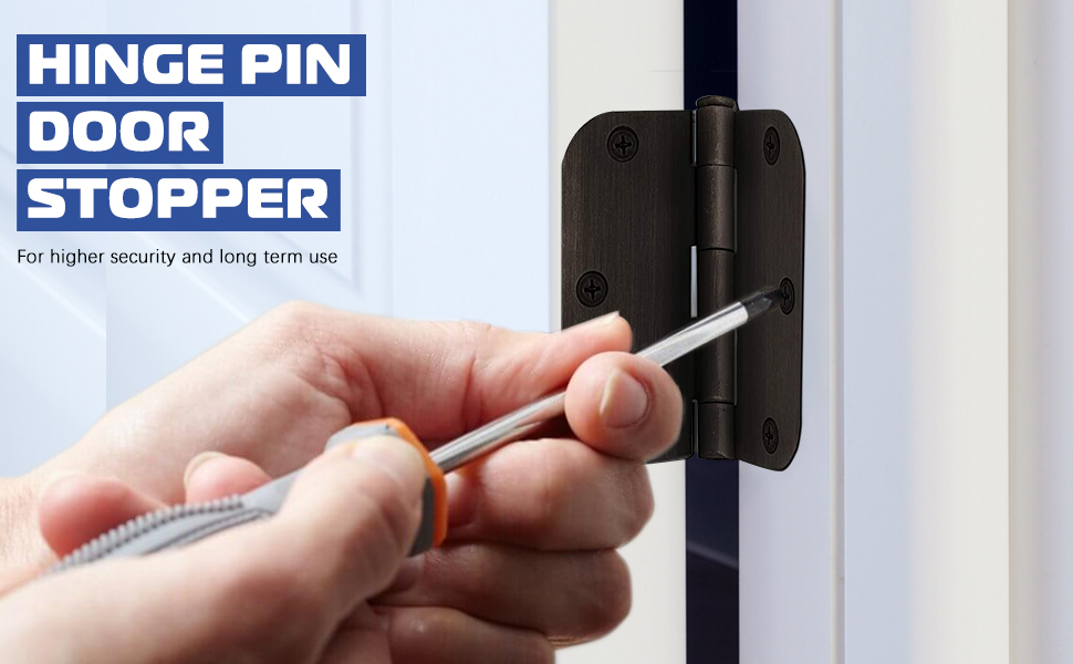 3 Pack Door Hinges Red Bronze, 3.5 inch Hinges Rounded 5/8"Radius Corners, NoiseFree Bedroom