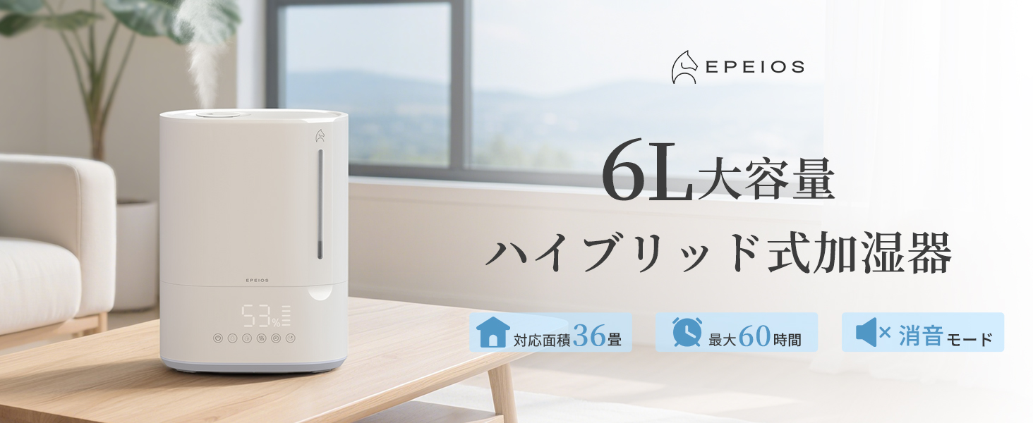 6L大容量 ハイブリッド式加湿器