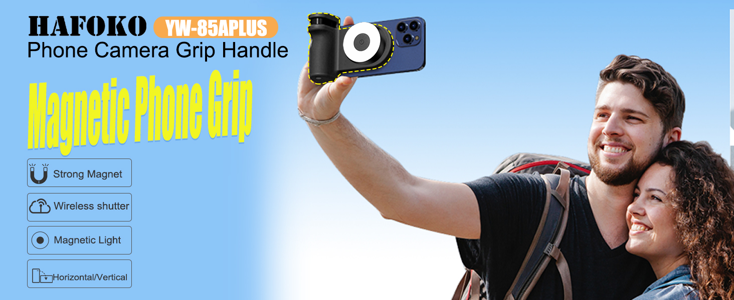 HAFOKO YW-85A PLUS Magnetic Smartphone Grip with Magnetic Smartphone Light