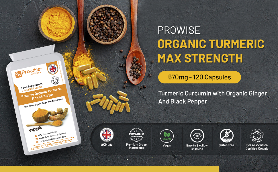 Organic Turmeric Curcumin 670mg 120 Capsules Organic Turmeric and