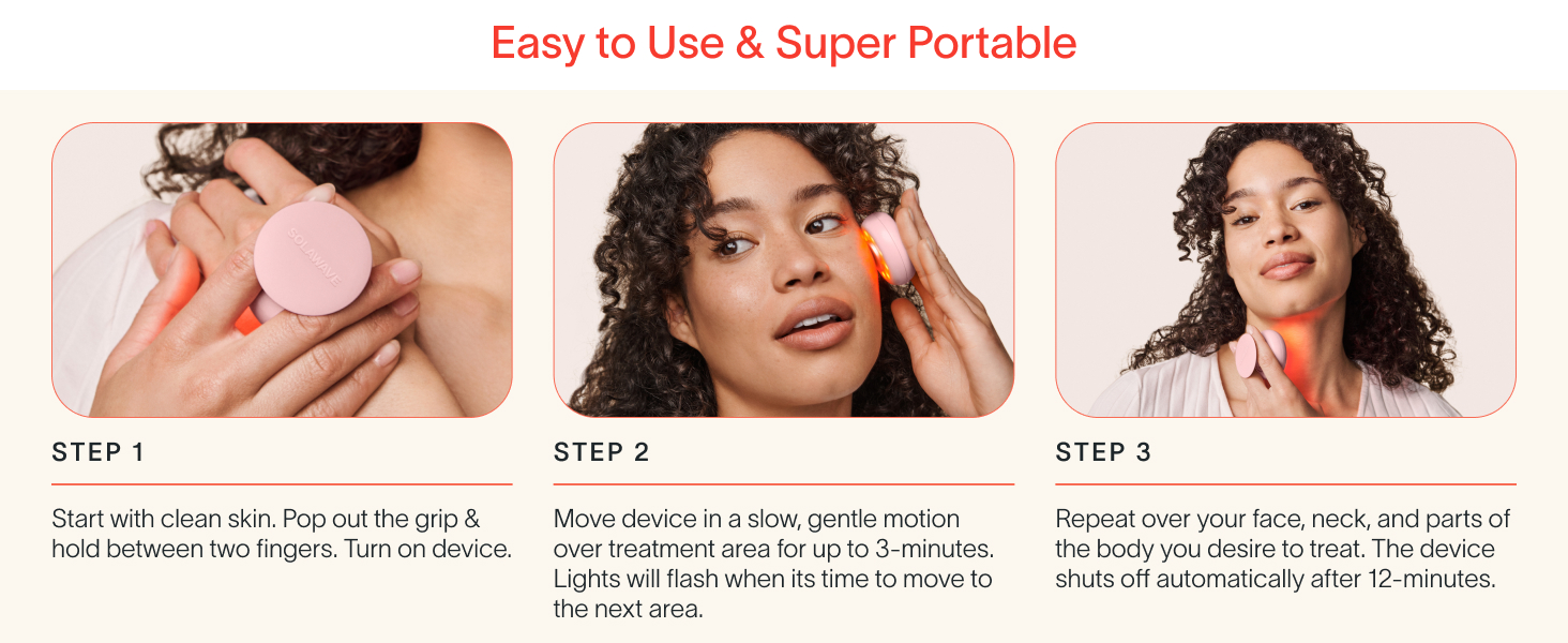 Solawave mini LED light therapy 2 in 1 portable easy to use wrinkles youthful skin face body
