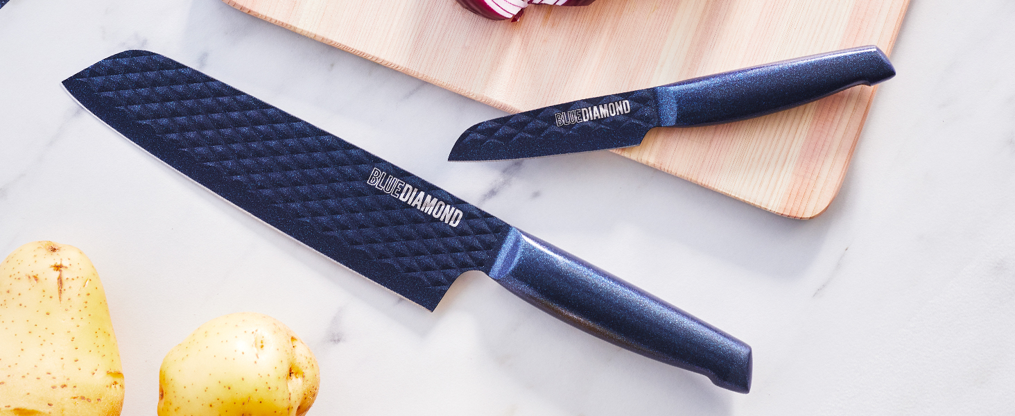 Blue Diamond Sharp Stone NonStick Stainless Steel Cutlery, 3 Piece