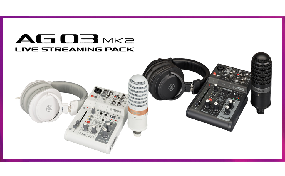 Yamaha AG03MK2 All-in-One Live-Streaming-Paket – Mit 3-Kanal