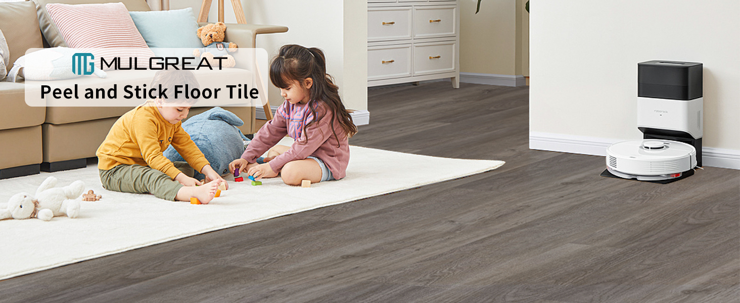 MULGREAT Peel and Stick Floor Tile, 2MM Thick Vinyl Plank Flooring, 54