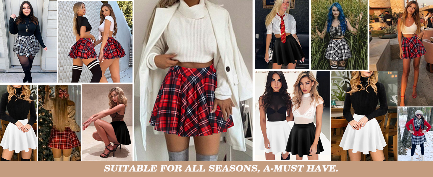 red plaid skirt