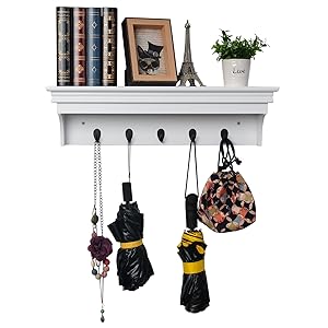 WOLTU Mensole Da Muro Scaffale Parete Con 5 Ganci Libreria Legno Barocco Opaco 11 2