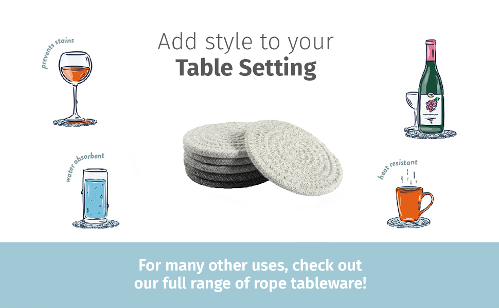OrganiHaus Set of 6 Gray Absorbent Coasters for Drinks 4.
