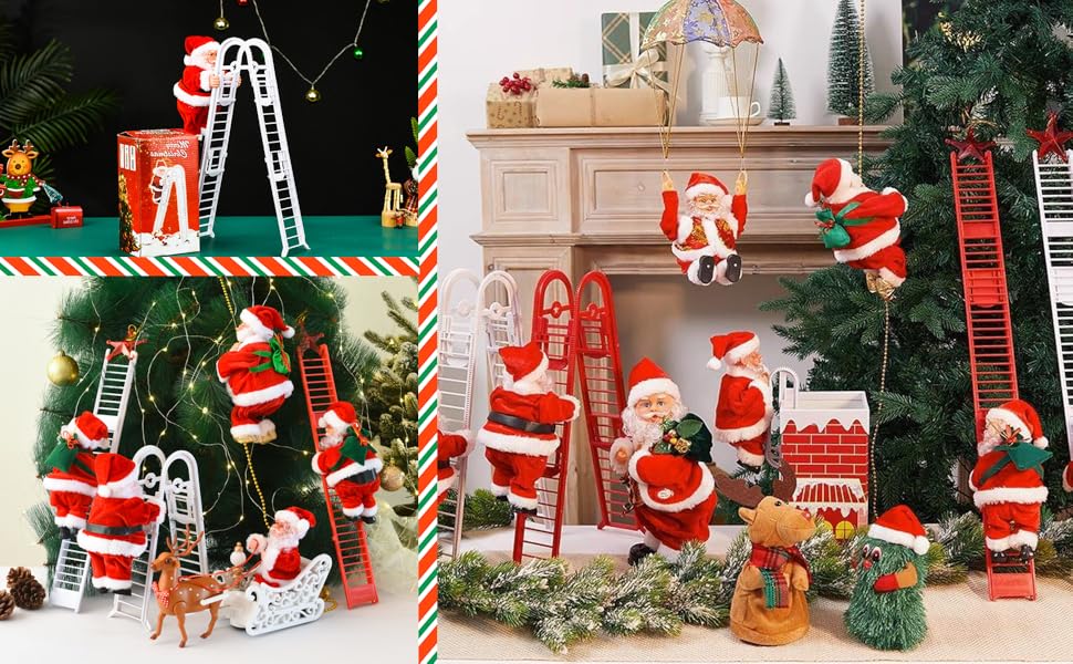 Climbing Santa, Electric Santa Climbing Ladder to Christmas Tree