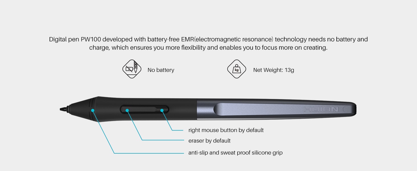 HUION Inspiroy H1060P Graphics Drawing Tablet with 8192 Pressure Sensitivity Battery-Free Stylus