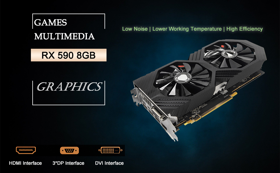 Gaming Graphics Card, RX590 8GB GDDR5 256bit PCI Express 3.0 X16