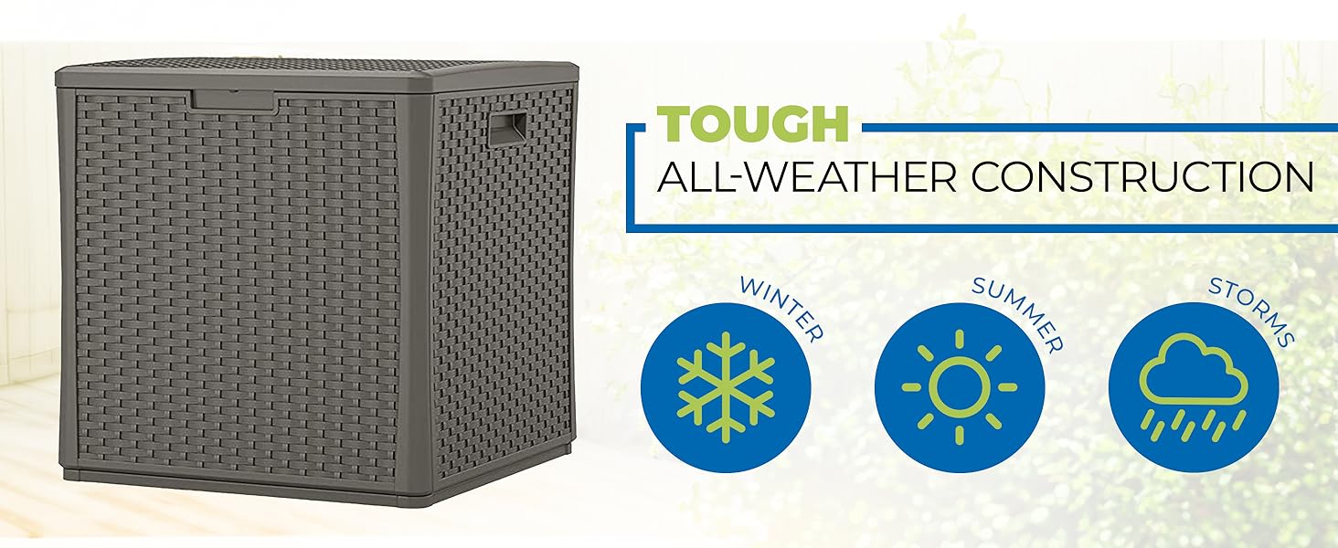 Suncast 60 Gallon Resin Outdoor Patio Storage Cube Deck