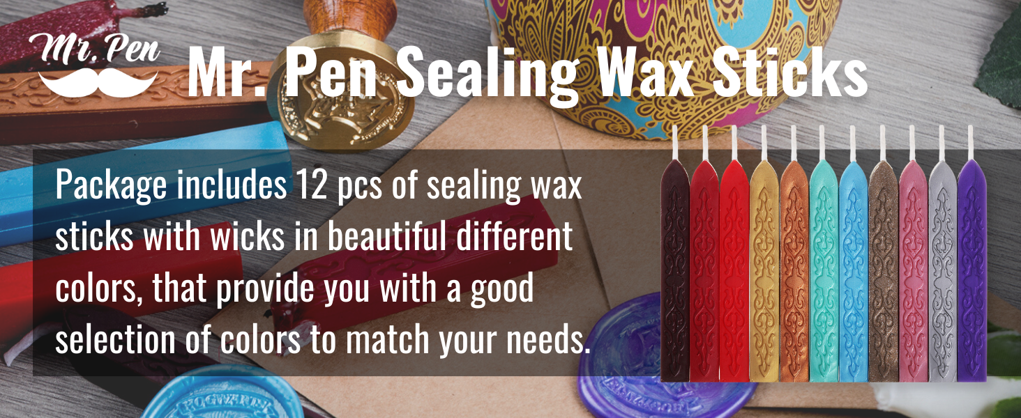 Mr. Pen Wax Seal Sticks, 12 Pack, Assorted Colors, Sealing