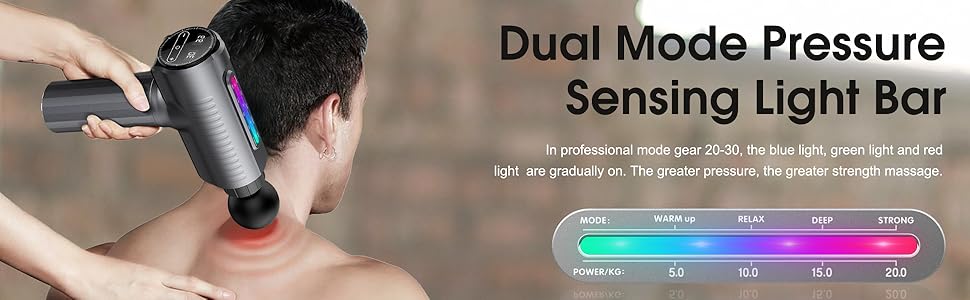 mini massage gun - dual mode pressure sensing light bar