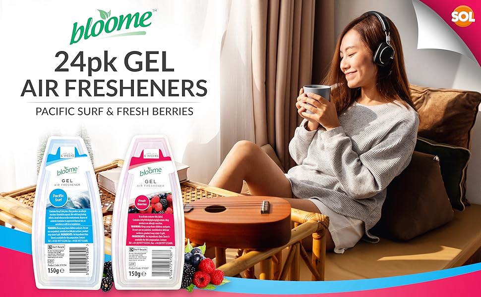 24pk Gel Air Fresheners for Home Pacific Surf & Fresh Berries Boat Room Fresheners for Home