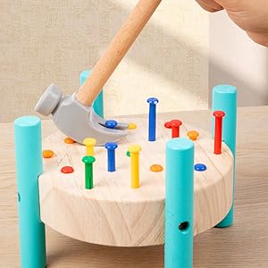 その他 Pingu Wooden Toy Hammer Game Wooden Hammer Toys - Fun and Educational Whack a Mole Game